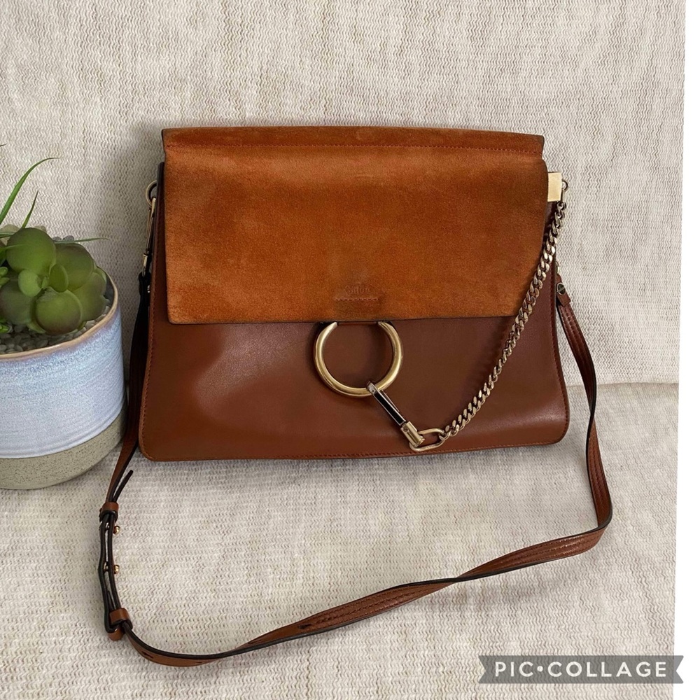 GUC Chloe Faye Medium Suede Shoulder Bag